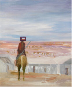 Lot 9, Sidney Nolan, Ned Kelly, 1966, est. $120,000-180,000. Stands and Delivers